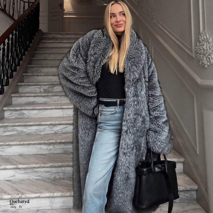 Damen Oversized Kunstfellmantel Drune