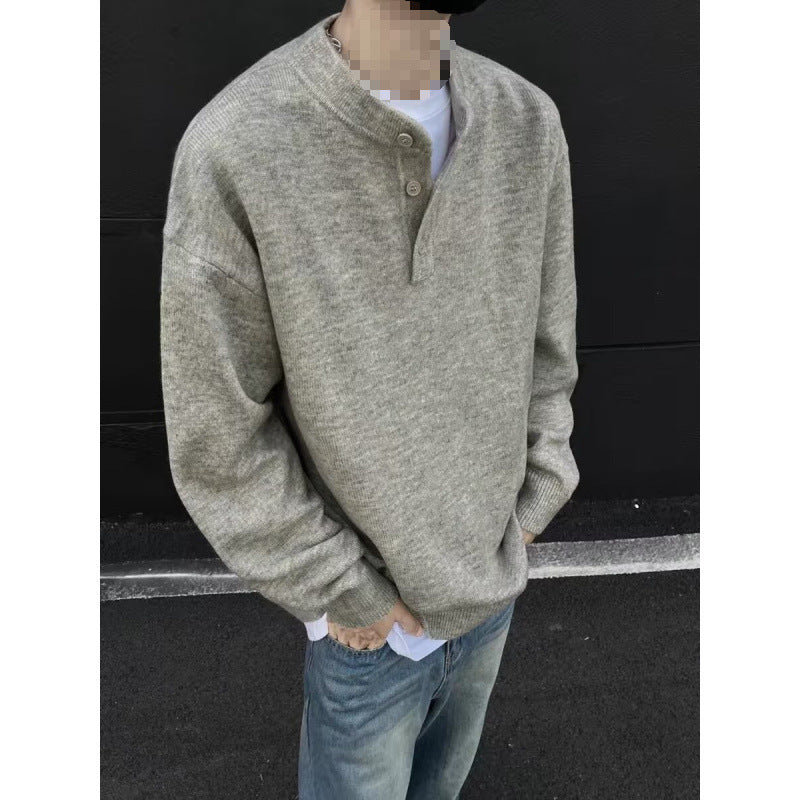 Herren Lässiger Strickpullover mit Knopfleiste Drune