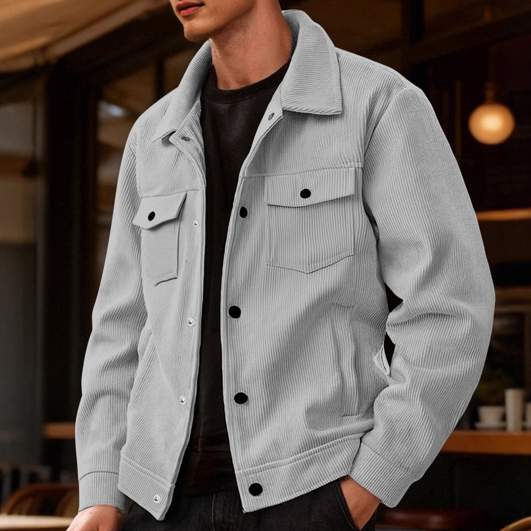 Herren nan Cordjacke im klassischen Arbeiterjacken-Schnitt mit Druckknöpfen und Brusttaschen Drune