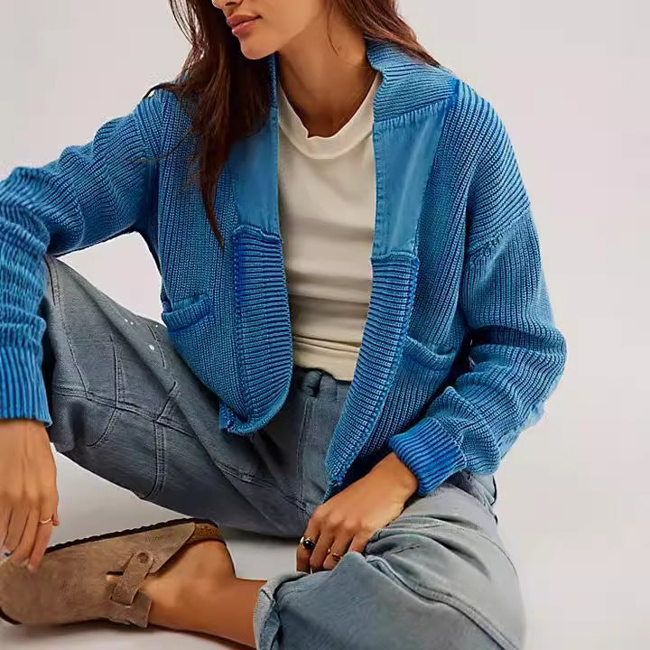 Damen Modische Strickjacke mit großen Taschen
