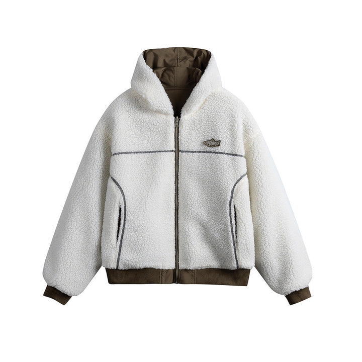 Unisex Oversize-Utility-Bomber mit wattierter Teddyinnenfütterung und asymmetrischen Pattentaschen Drune