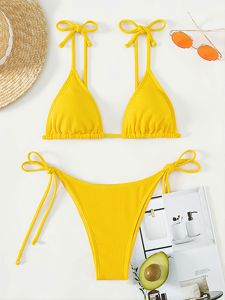Damen Triangel-Bikini mit dekorativen Schnürdetails Drune