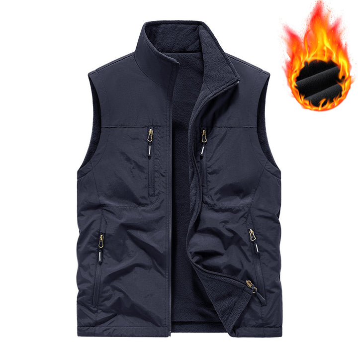 Herren Gefütterte Outdoor-Thermoweste mit Fleece-Innenfutter, Reißverschlusstaschen & winddichter Außenlage Drune
