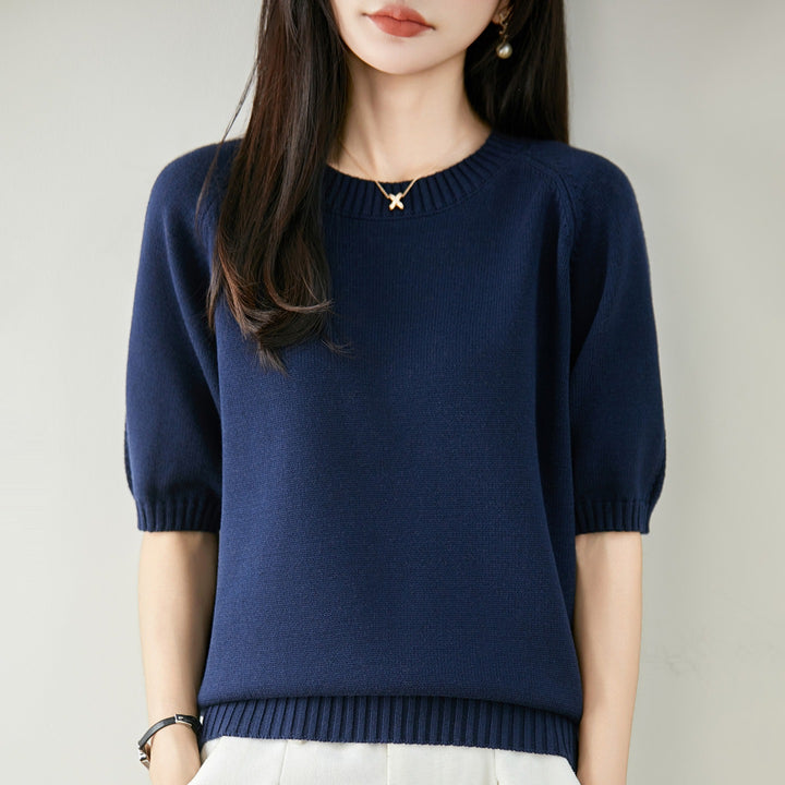 Damen Kurzarm Cashmere-Mix Pullover Drune