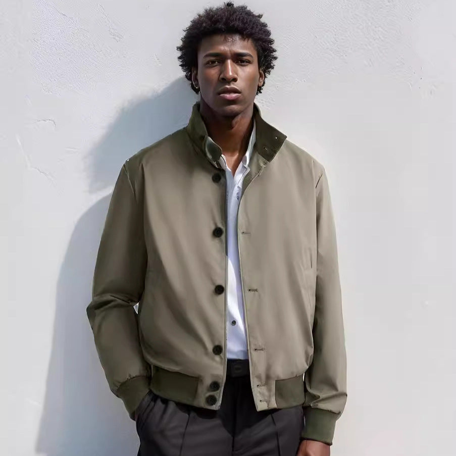 Herren Casual-Bomberjacke mit hohem Kragen und praktischen Taschen Drune