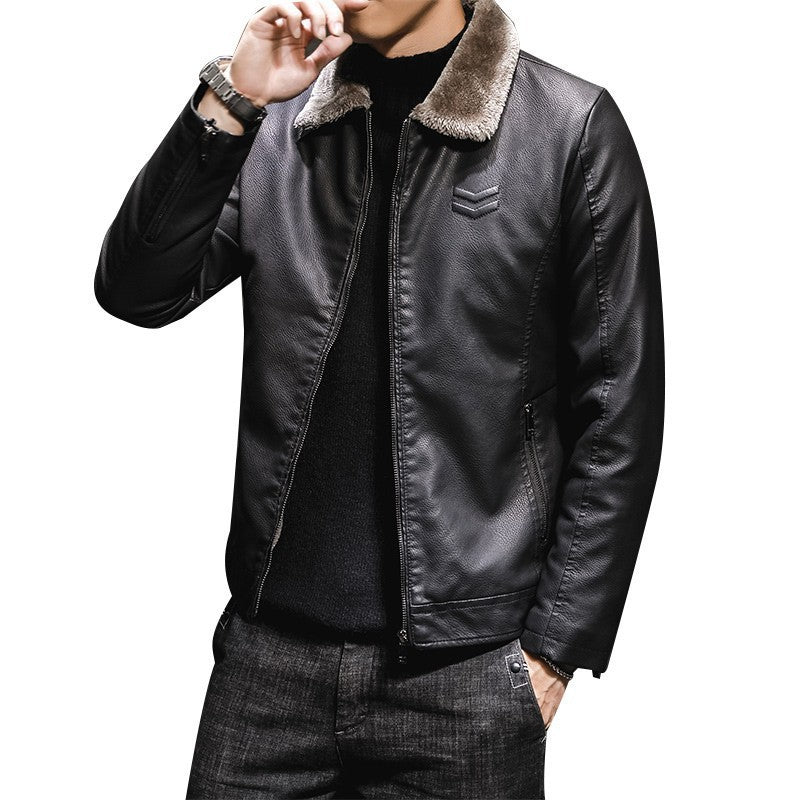 Herren Lederoptik-Pilotenblouson mit Teddykragen und Reißverschluss Drune