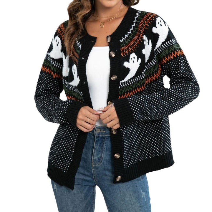 Damen Gruseliges Strickpullover mit Totenkopf-Motiv und weichem Material Drune