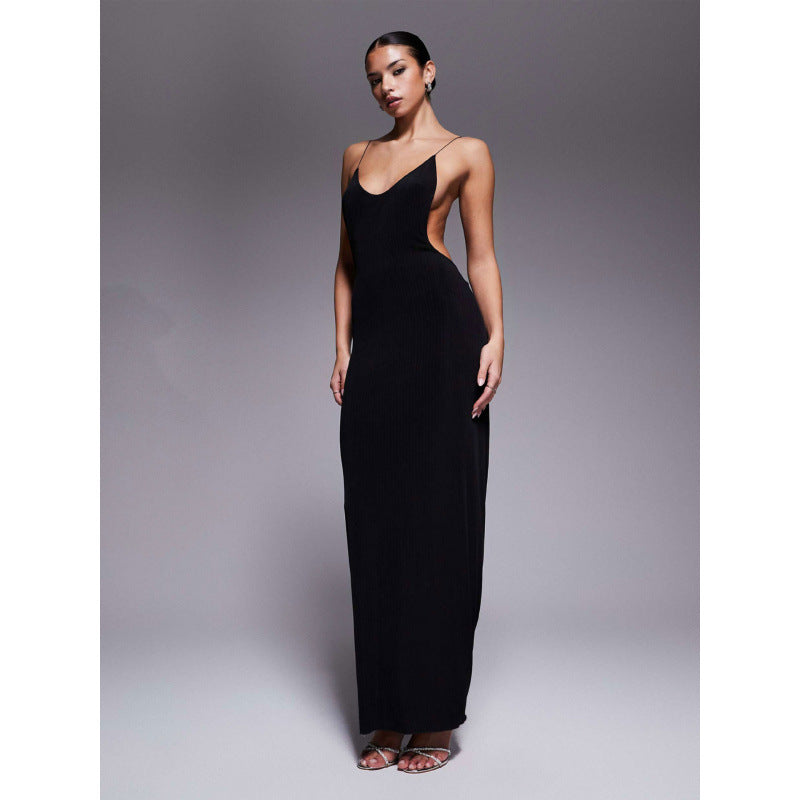 Damen Maxikleid mit tiefem V-Ausschnitt und seitlichen Cut-Outs Drune