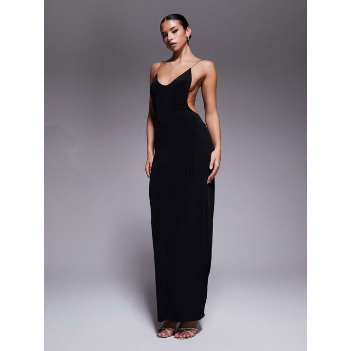 Damen Maxikleid mit tiefem V-Ausschnitt und seitlichen Cut-Outs Drune