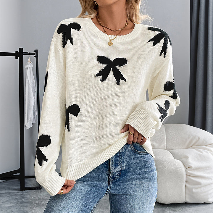 Damen Verspielter Pullover mit Schleifen-Muster Drune