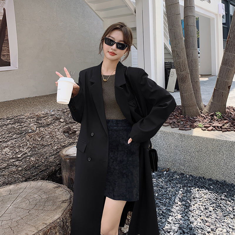 Damen Doppelreihiger Oversize-Trenchcoat mit kastiger Silhouette und verlängertem Schnitt Drune