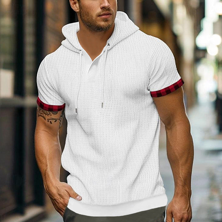 Herren modernes Kapuzenshirt mit strukturiertem Design und kontrastierenden Ärmeln Drune