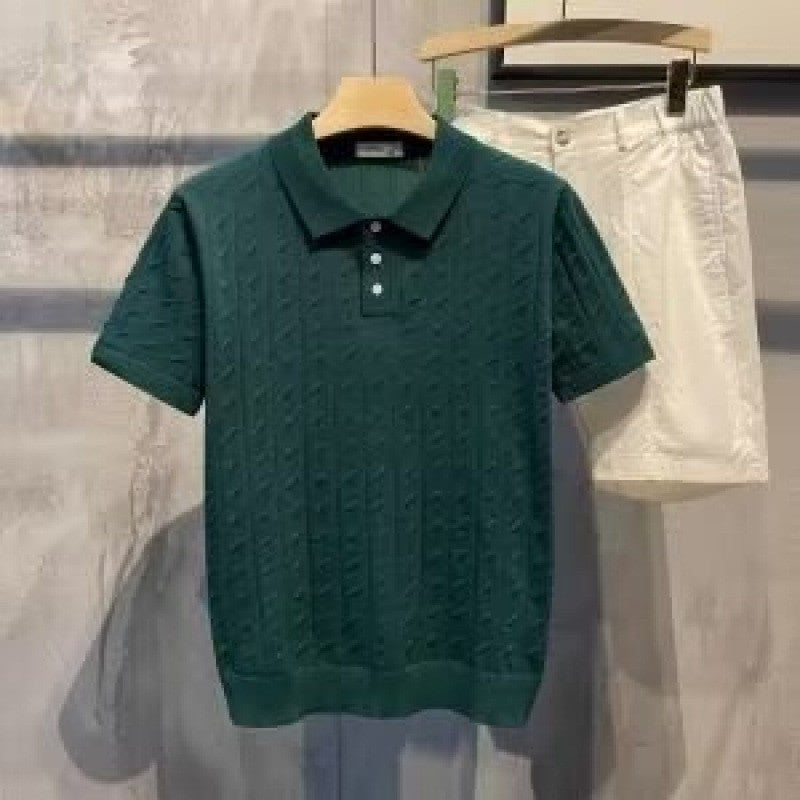 Herren Elegantes Kurzarm-Polohemd mit strukturiertem Design Drune