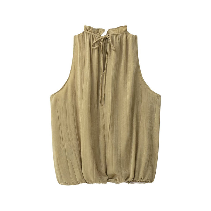 Damen Weite Crinkle-Hose mit Gummibund, Seitentaschen und Bindebündchen Drune