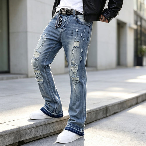 Herren Ripped Slim-Fit Jeans mit modischen Details Drune