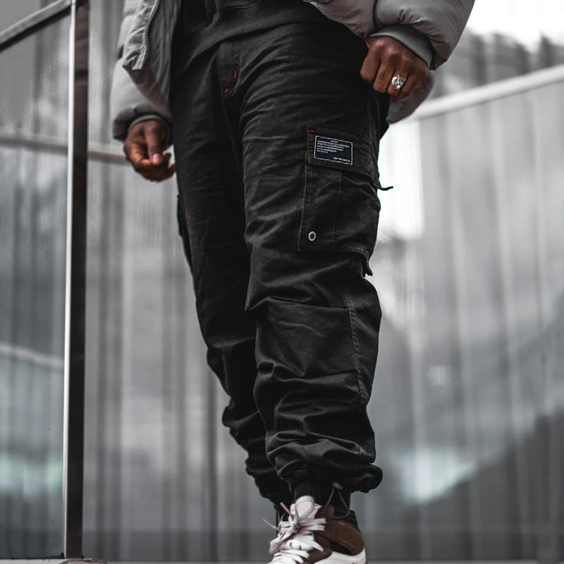 Herren nan Multitaschen-Freizeithose aus Baumwoll-Twill mit konischem Bein und verstellbarem Knöchelzug Drune