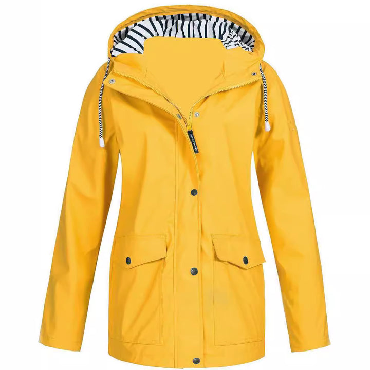 Damen nan wasserdichter Parka mit Kapuze, Kordelzug und aufgesetzten Taschen Drune