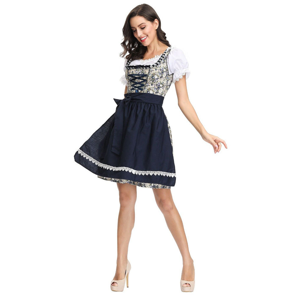 Damen nan traditionelles Dirndlkleid mit geschnürtem Mieder und abnehmbarer Schürze Drune