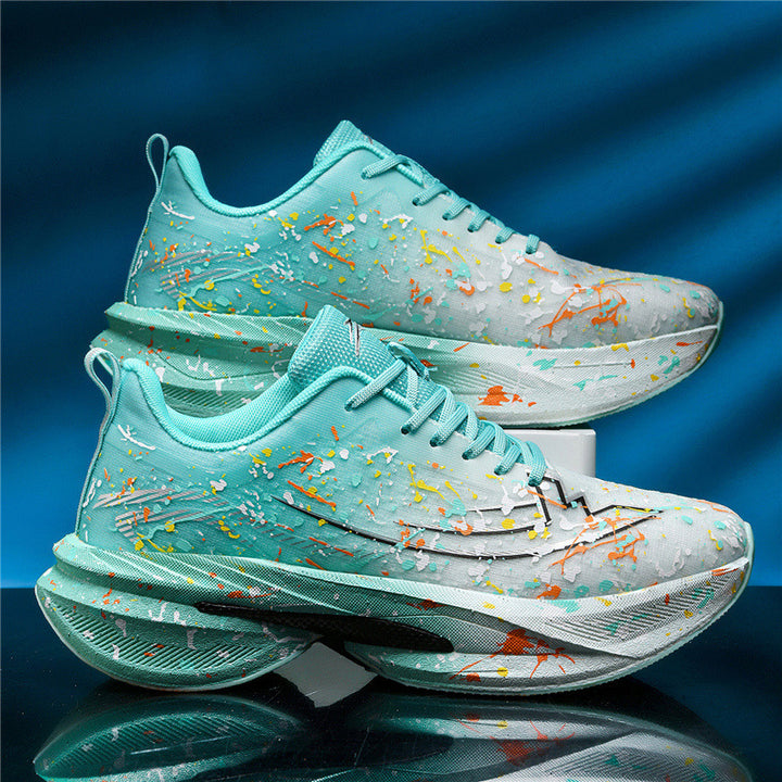 Unisex künstlerische Laufsneaker mit farbspritz-Design, sockenähnlichem Einstieg und gedämpfter Hohlkern-Zwischensohle Drune