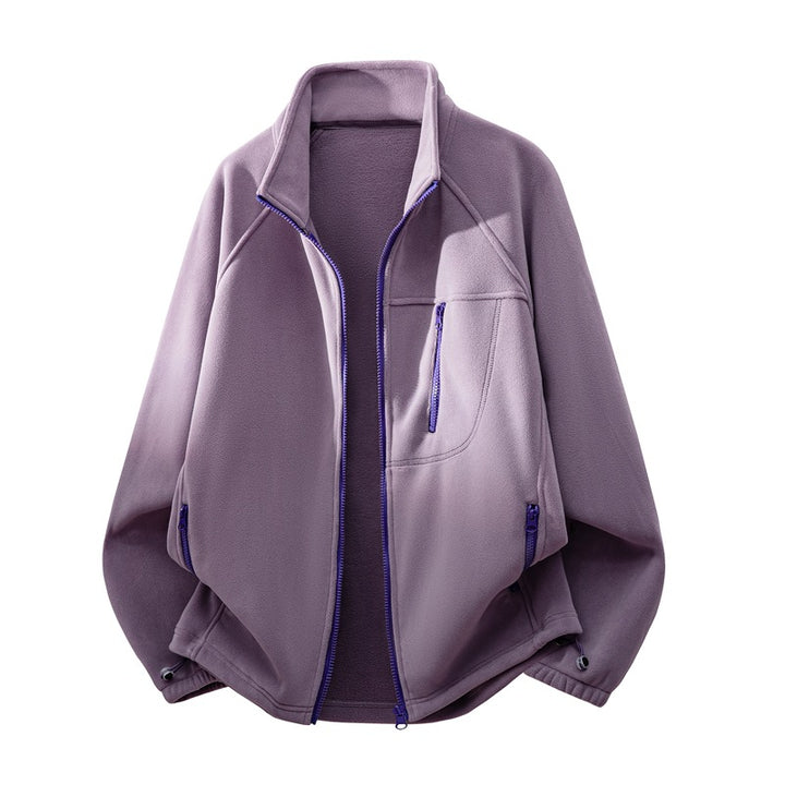 Unisex funktionale Microfleece-Performancejacke mit Stehkragen, Brustreißverschluss und ergonomischen Raglanärmeln Drune