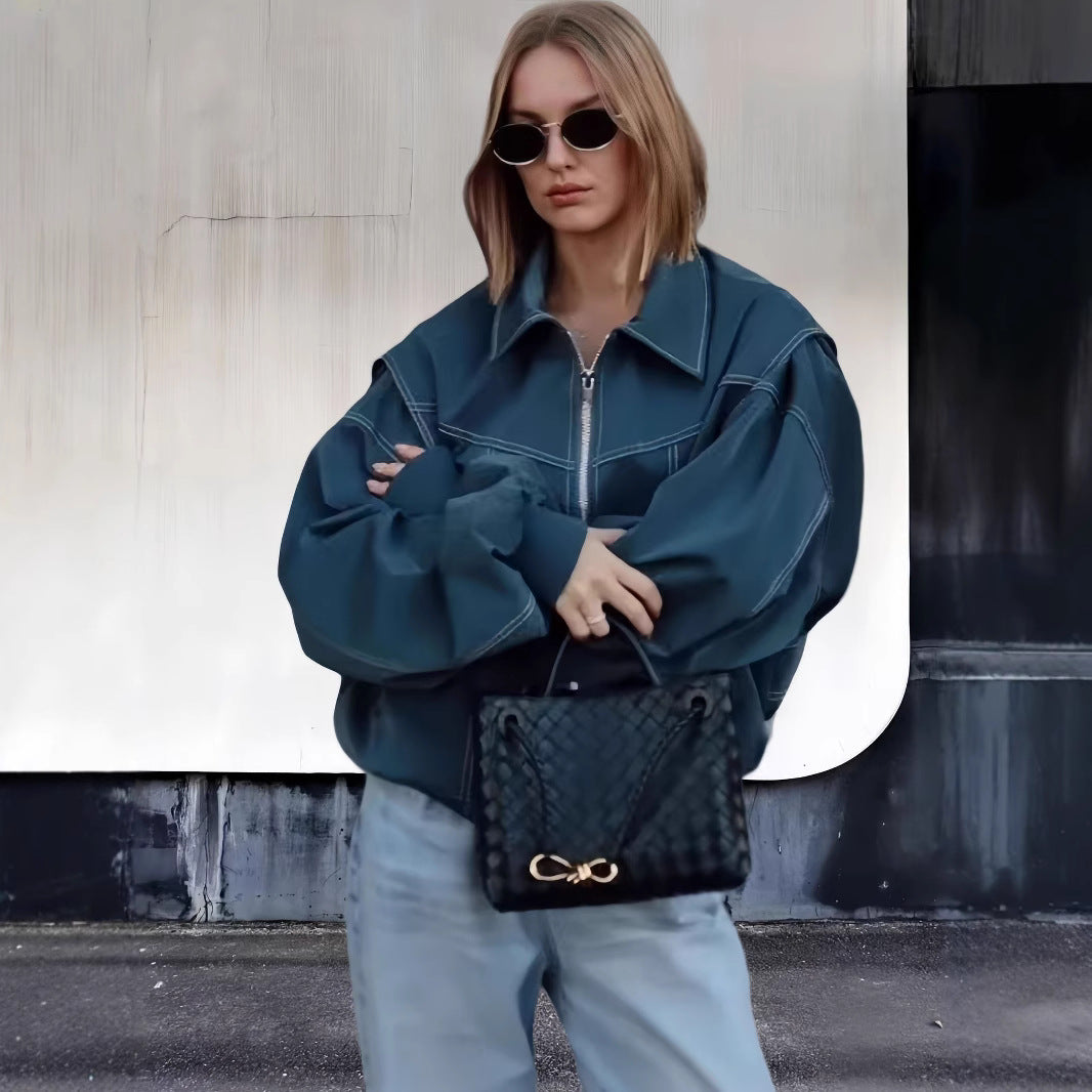 Damen lässige Oversized-Bomberjacke Drune