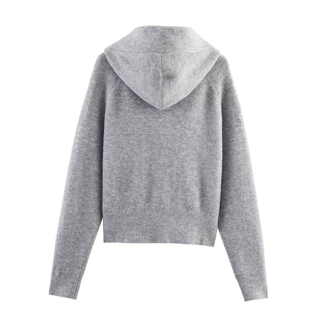 Damen Strickjacke mit Kapuze und dekorativem Schleifenverschluss Drune