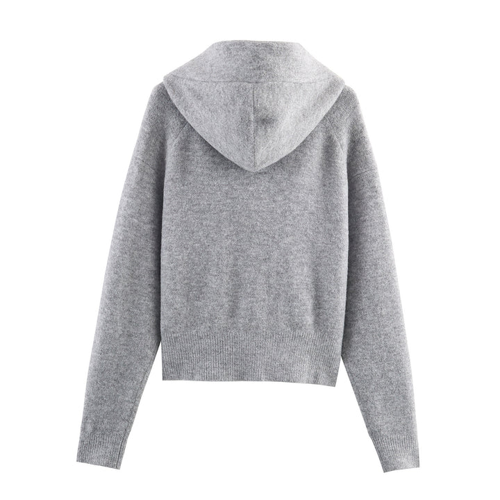 Damen Strickjacke mit Kapuze und dekorativem Schleifenverschluss Drune