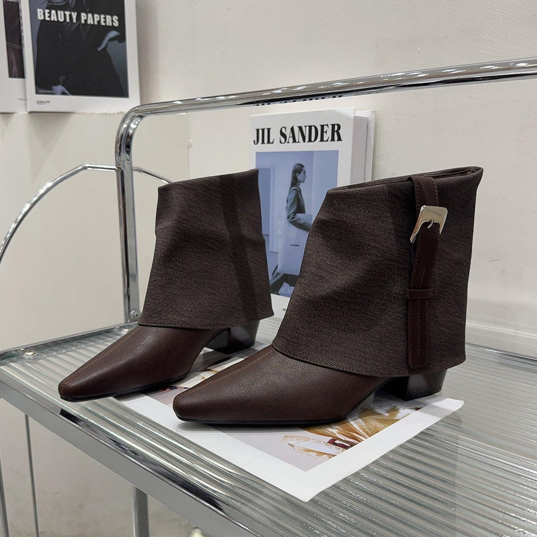 Damen Modische Stiefeletten mit elegantem Wickeldesign Drune