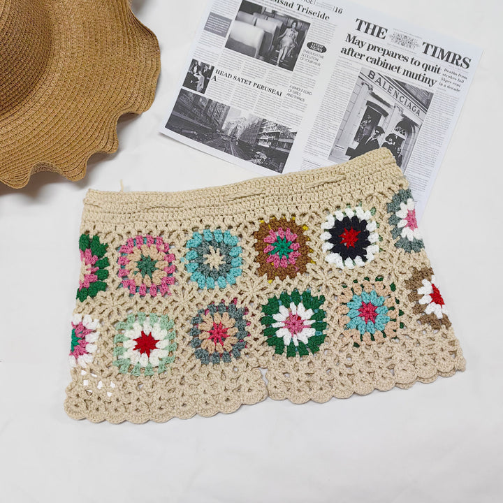 Damen Häkelshorts mit buntem Granny-Quadrat-Muster Drune