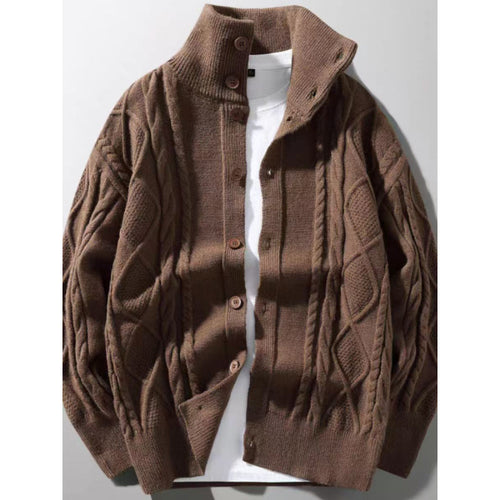 Damen Strickjacke mit hochwertiger Struktur und modernem Stehkragen Drune
