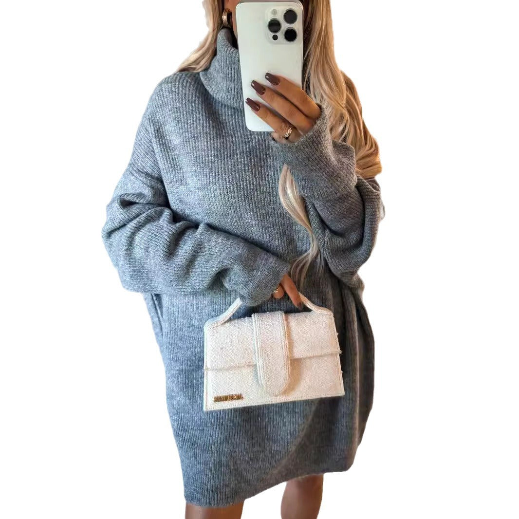 Damen lässiger Strickpullover mit voluminösen Ärmeln und feiner Struktur Drune
