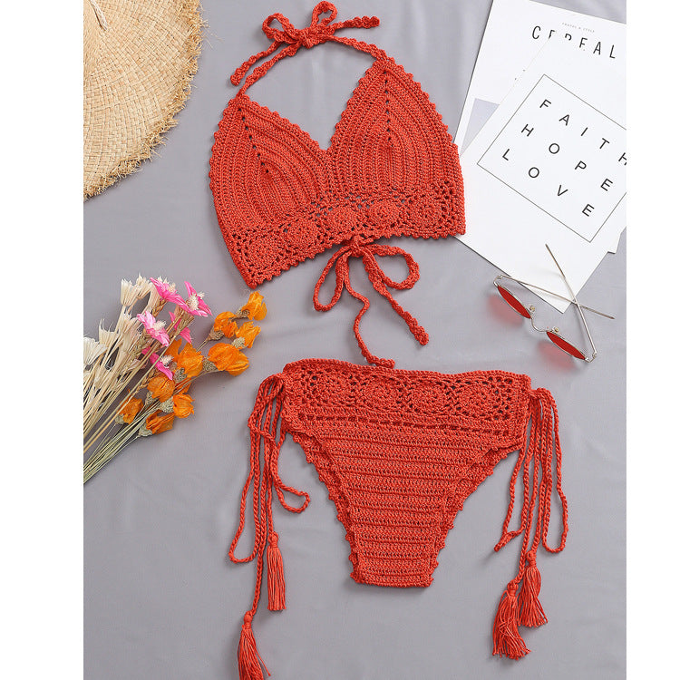 Damen Häkel-Bikini-Set mit tschedderstoff und verstellbaren Trägern Drune