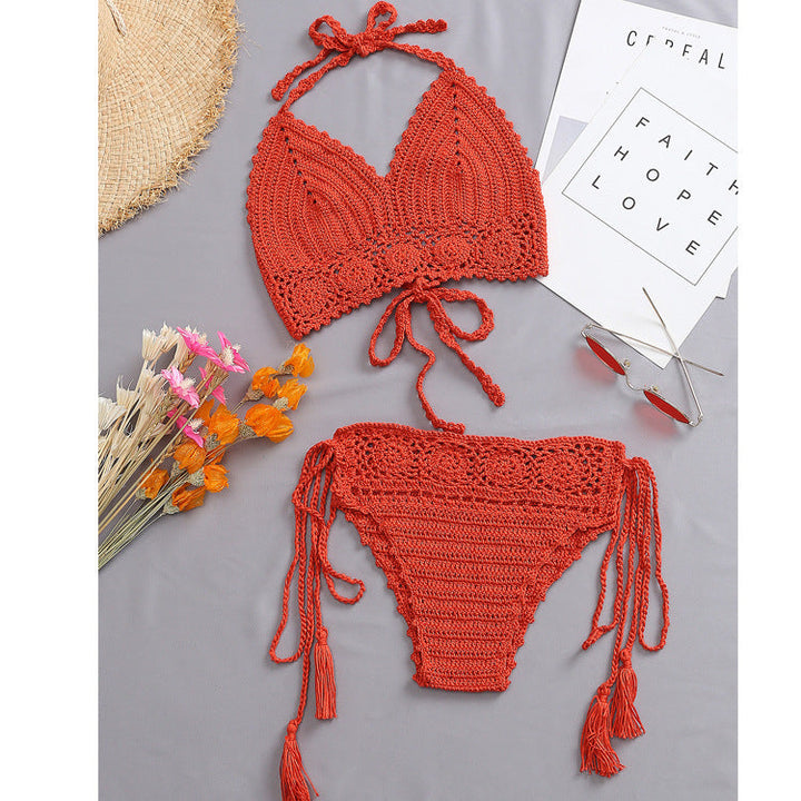 Damen Häkel-Bikini-Set mit tschedderstoff und verstellbaren Trägern Drune