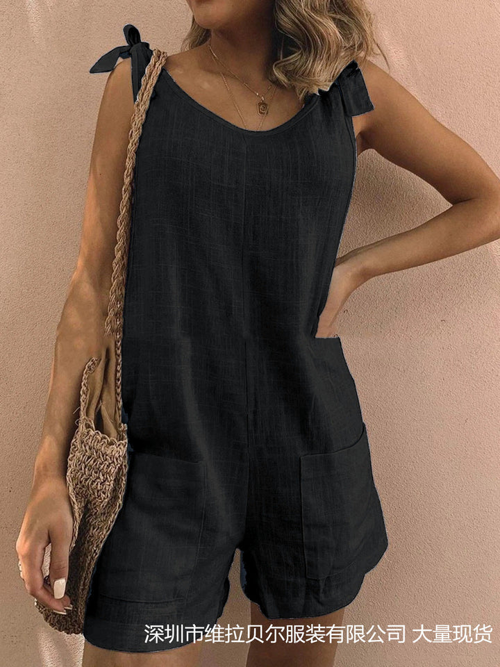 Damen Jumpsuit mit praktischen Taschen und verspielten Schulterbändern Drune