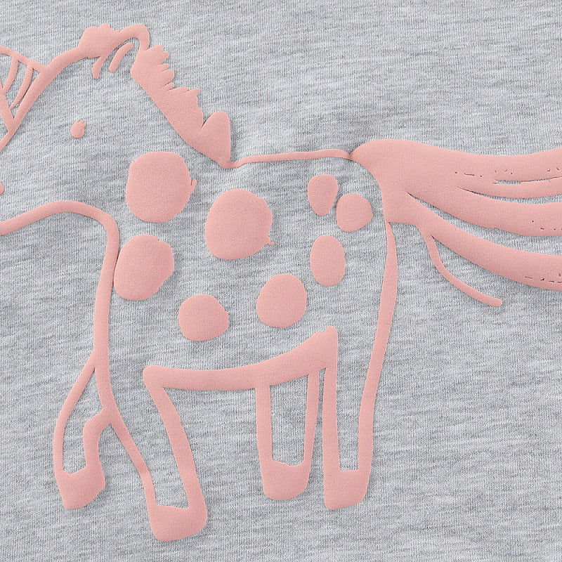 Mädchen Sweatshirt mit verspieltem Pferde-Design Drune
