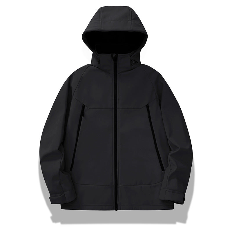 Herren Softshell-Outdoorjacke mit Kapuze wind- und wasserabweisend Drune