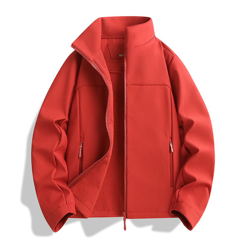 Unisex leichte Softshell-Jacke mit Fleece-Innenfutter, Stehkragen und Reißverschlusstaschen Drune