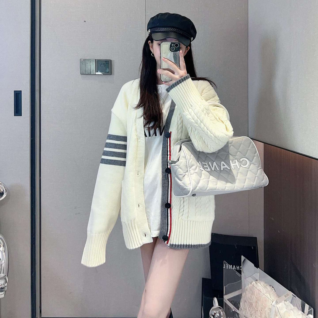 Damen Grobstrickjacke mit Kabelmuster und großzügigen Taschen Drune