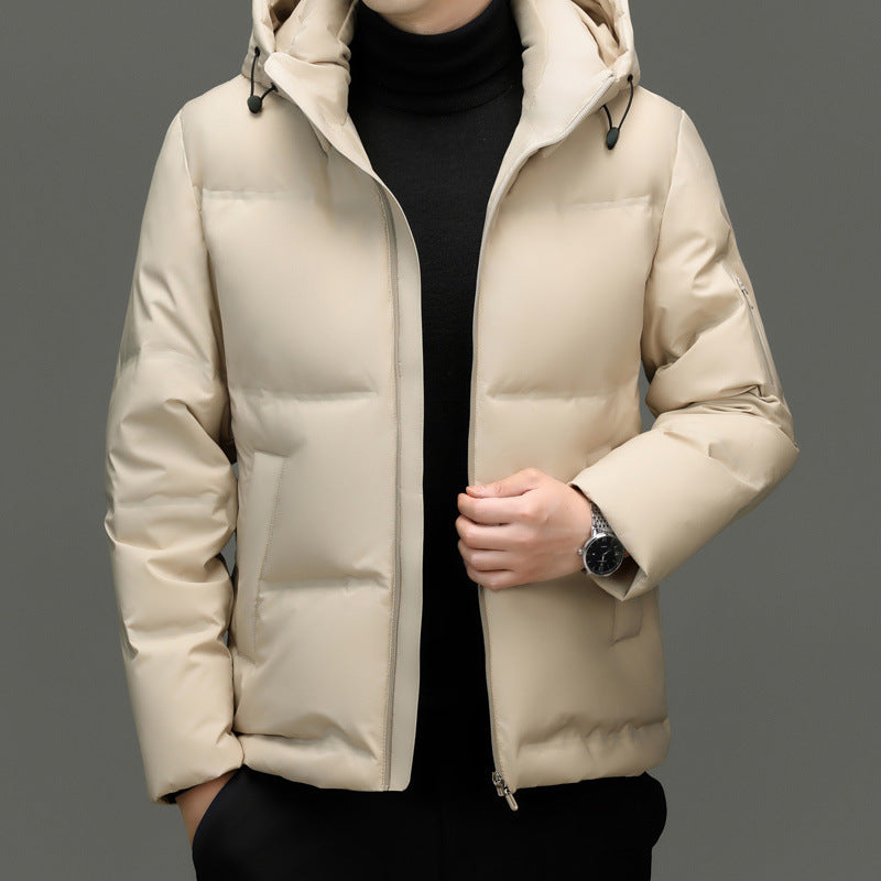 Herren Daunenjacke mit abnehmbarem Kapuzenkragen und wasserabweisender Oberfläche Drune