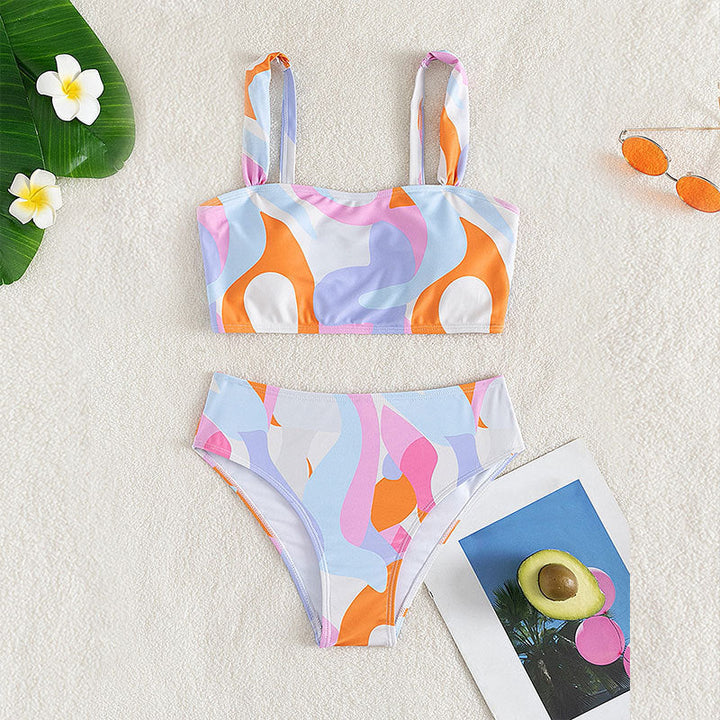 Damen Zweiteiliges Bikini-Set mit trendigem geometrischen Muster Drune