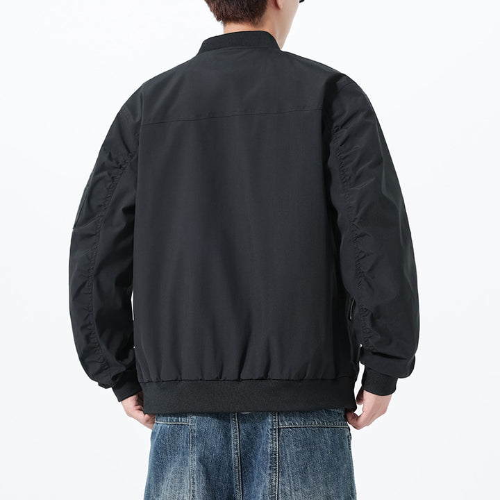 Herren Leichte Bomberjacke im Utility‑Style mit Ärmeltasche und Rippenbündchen Drune
