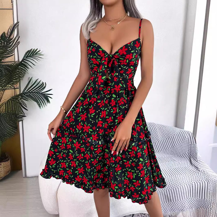 Damen Sommerliches Retro-Kleid mit Cut-Out-Detail und floralem Print Drune