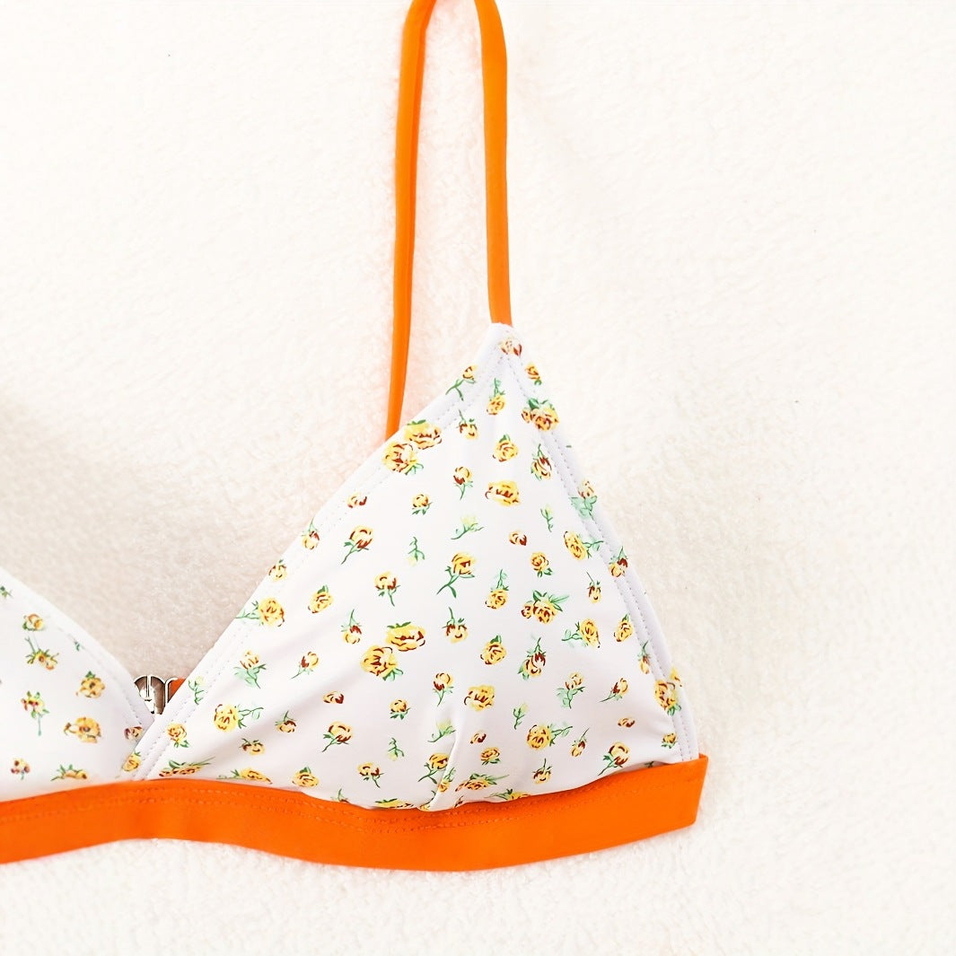 Damen Blumenmuster Bikini mit raffinierter Schnittführung Drune