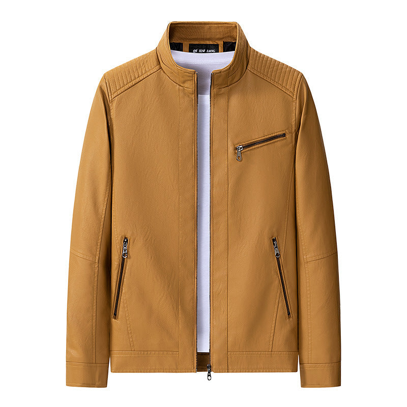 Herren modische Lederjacke mit Steppdetails Drune