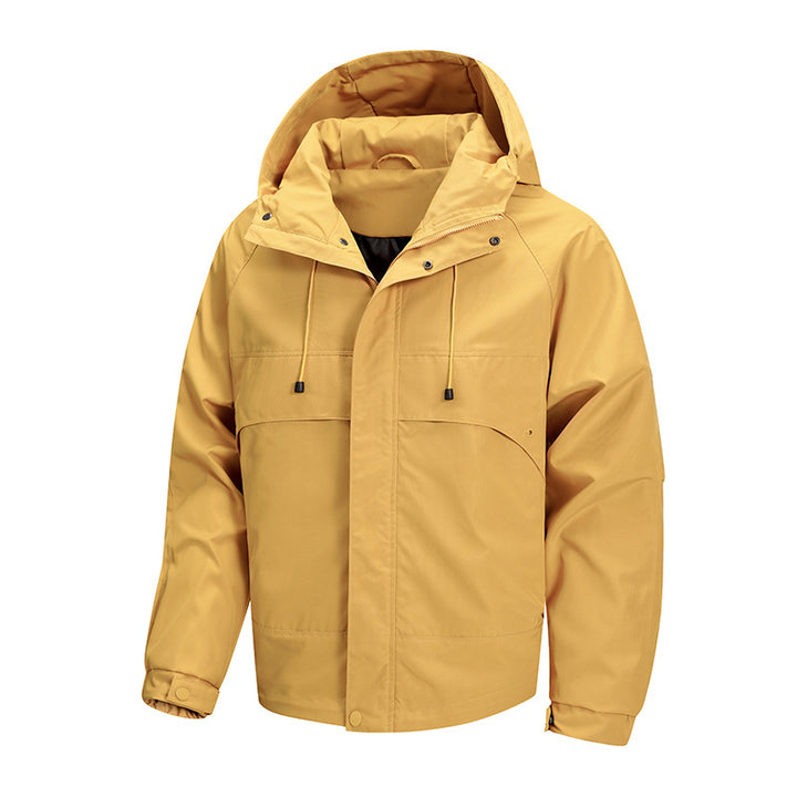 Herren urbaner Allwetter-Hybridblouson mit gesteppter Innenlage, verstellbarer Kapuze und verdeckten Reißverschlusstaschen Drune