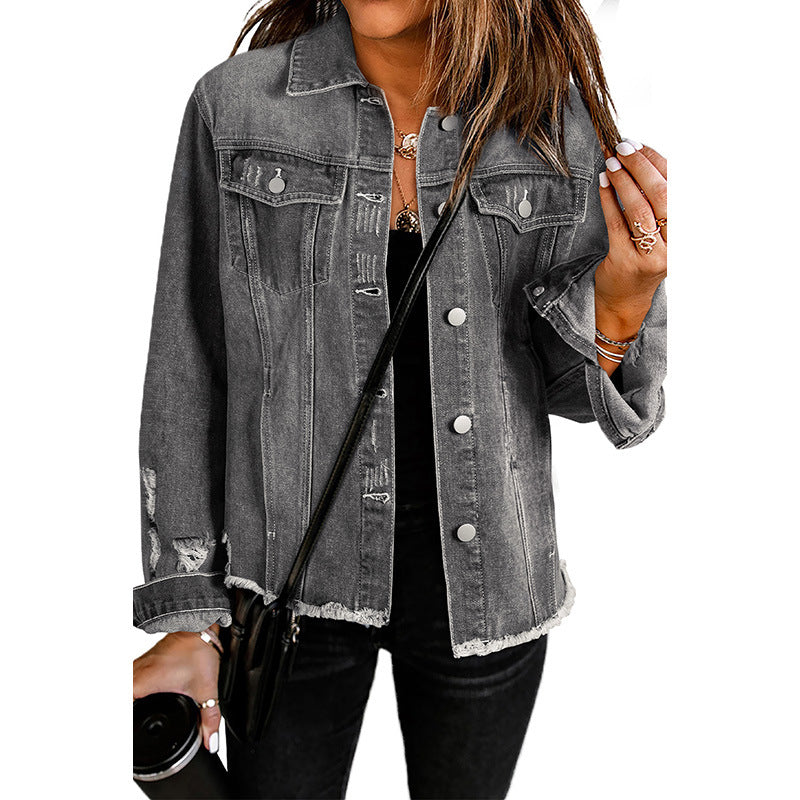 Damen Denim-Jacke mit lässigem Schnitt und funktionalen Taschen Drune