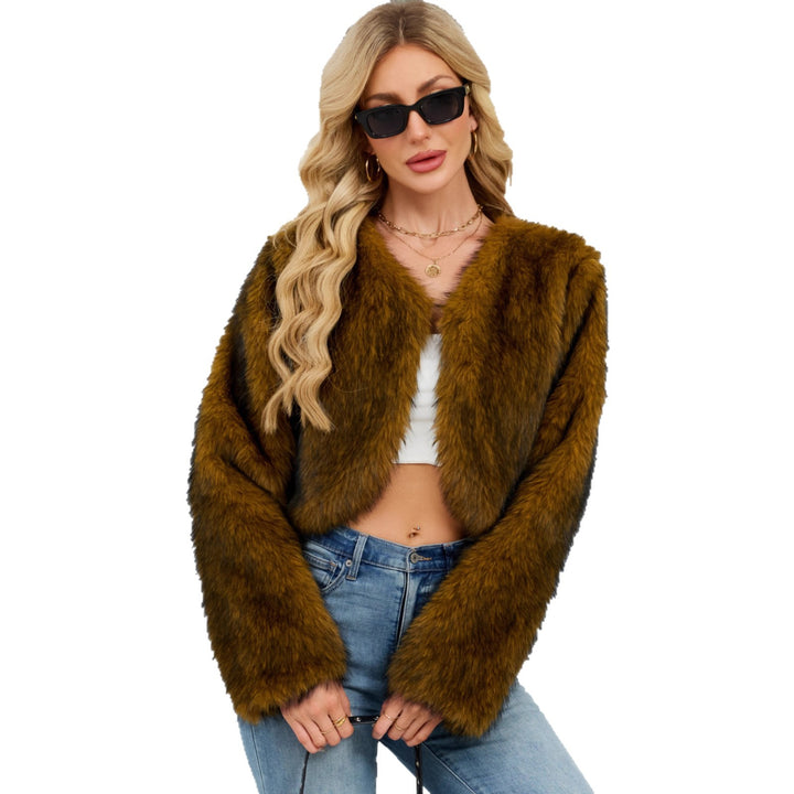 Damen Flauschige Kunstpelzjacke mit weitem Schnitt Drune