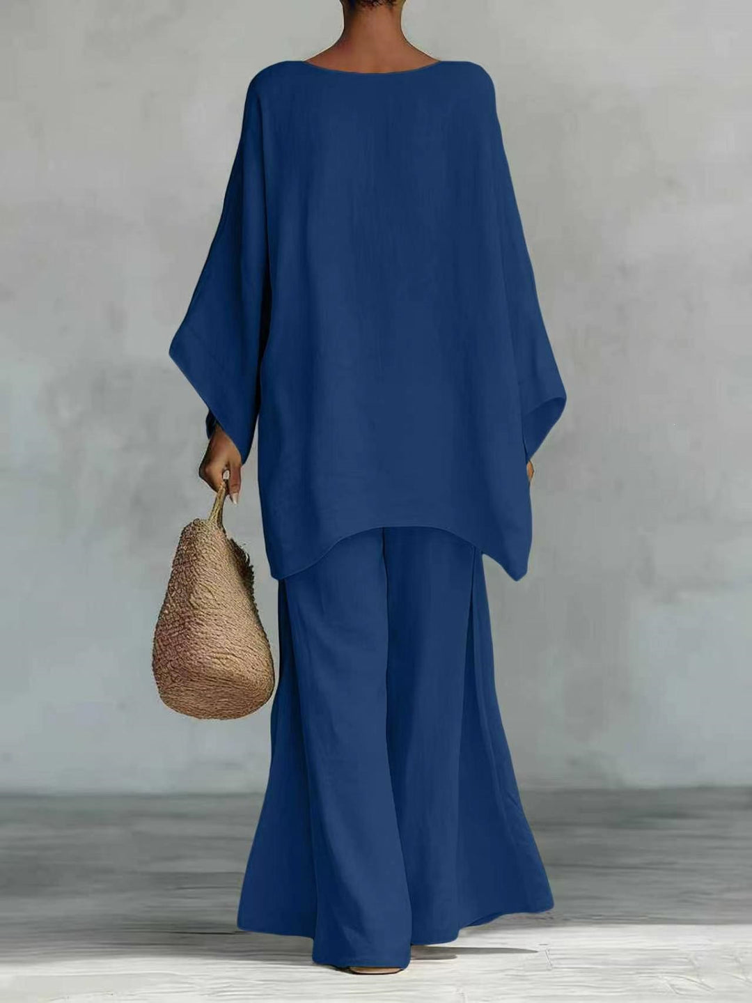 Damen Lässiges Oversize-Kaftanoberteil mit weiten Palazzohosen Drune
