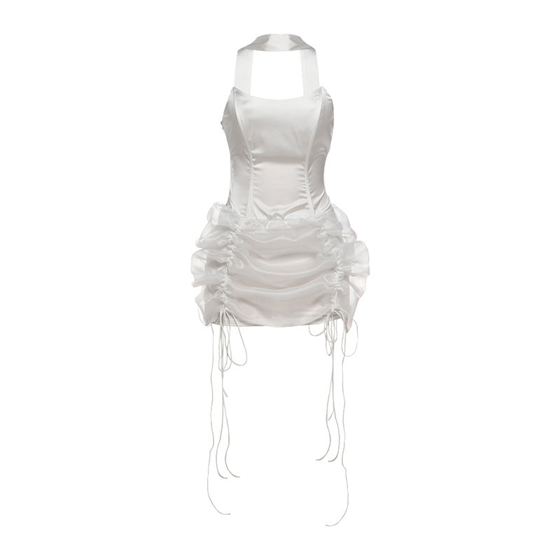 Damen Minikleid mit raffiniertem Drapierungsdesign und verstellbaren Trägern Drune