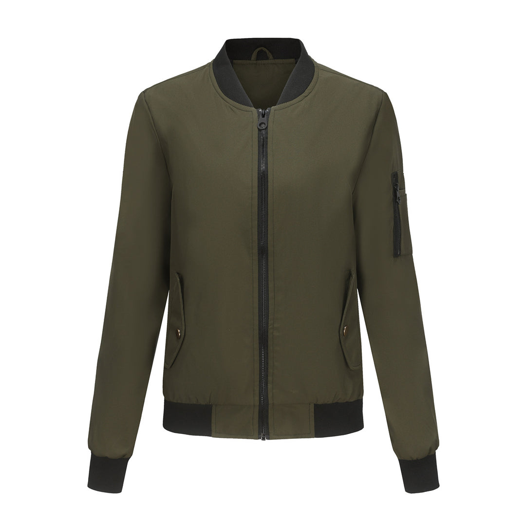 Damen modische Bomberjacke mit praktischen Reißverschlusstaschen und sportlichem Kragen Drune